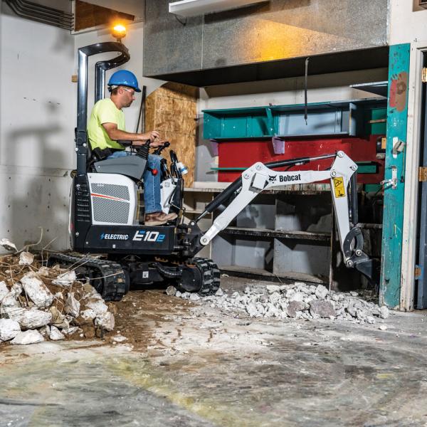 Bobcat E10e Battery-Electric Compact Excavator available at Leppo Rents